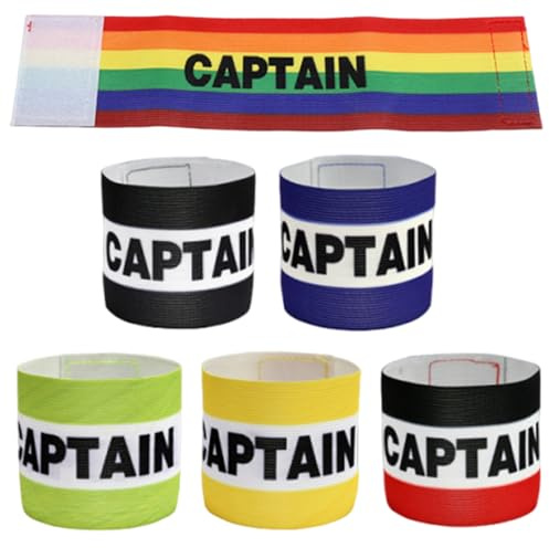 Ksvaye 6 Pcs Kids Captain Armband Football Captain's Armbands Adjustable Velcro Soccer Arm Bands Multicolor Team Leader Accessories for Junior Youth Sports Hockey Rugby Netball