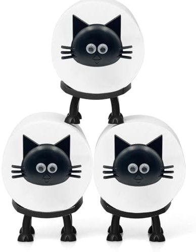 Lot de 3 supports de papier toilette en forme de chat - Décoration de salle de bain sur pied - Rangement hilarant pour rouleau de papier toilette - Idée cadeau unique en forme d'animal