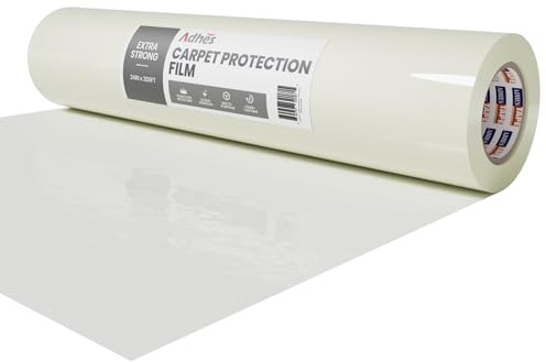 ADHES Carpet Protector Roll Carpet Protection Film 600MM x 61M Heavy Duty | Film,Self Adhesive Roll Water Resistant Clean Removal Dust Sheet Cover