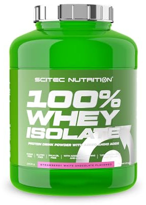 Scitec Nutrition 100% Whey Isolate, Boisson en poudre aromatisée avec isolât de protéines, L-glutamine, L-arginine et édulcorants, sans sucre, sans gluten, 1816 g, Fraise-Chocolat blanc