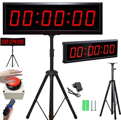 Timer Per Il Conto Alla Rovescia, Cronometro Per Gare Timer Gioco Palestra 2,3 Pollici Con Treppiede Con Telecomando Rovescia/Conto in Avanti Digitale 6 Cifre Luminosità Regolabile (Collega)