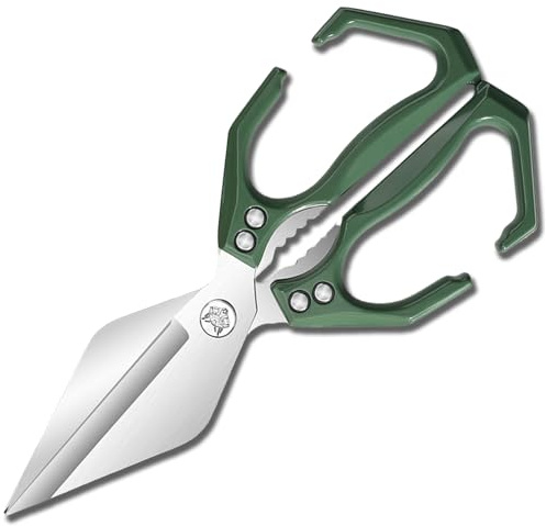 Seattleget Multifunctional,Seattleget Multifunctional Heavy Duty Kitchen Shears,2 in 1 Ergonomic Kitchen Scissors,Japanese Cooking Shearss,for Food Chicken Bones and Turkey (Green)