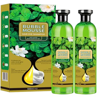Bubble Mousse Haarfärbeshampoo, Haarfarbe Shampoo Dunkelbraun Gegen Graue Haare Abdecken, Sofortiges Haarfärbeshampoo, Farbshampoo für Männer Frauen (Schwarz)
