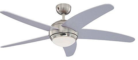 132 cm Deckenventilator Bendan 72220 mit Einzelleuchte und fünf Flügeln, Ausführung in seidenmattem Chrom mit Opalmilchglas