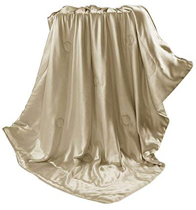 THXSILK Seide Kuscheldecke Sofa Decken - Seidendecke für Couch weich und warm, Wohndecke flauschig als Sofadecke Couchdecke - Innen und außen 100% Seide - Champagner, 135x180 cm