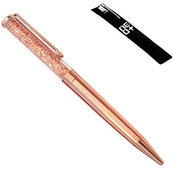 Hochwertiger kapazitiver 2-in-1-Touchscreen-Stift und Kugelschreiber mit Kristallen. Stift beutel und Stift Nachfüllung enthalten (N+ ROSE GOLD)