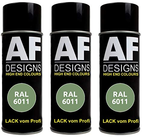 Alex Flittner Designs 3x RAL Lackspray Autolack Buntlack Spraydose RAL6011 RESEDAGRUEN seidenmatt