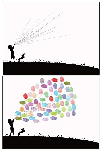 Fingerabdruck-Gästebuch, Leinwand, DIY-Signatur, Fingerabdruck-Baum, Babyparty-Gästebuch, Fingerabdrücke, Leinwand-Baum mit 6 Farben Tinte für Hochzeit, Geburtstag, Babyparty, Dekoration, 30 x 40 cm