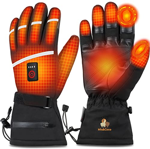 Mia&Coco Beheizbare Handschuhe für Herren Damen, 3 Stufige Beheizte Ski Handschuhe mit 7,4 V 5400 mAh Typ-C Akkus, 6 Stunden Betriebsdauer, wasserdichte Zum Klettern, Wandern, Radfahren, Camping (M)