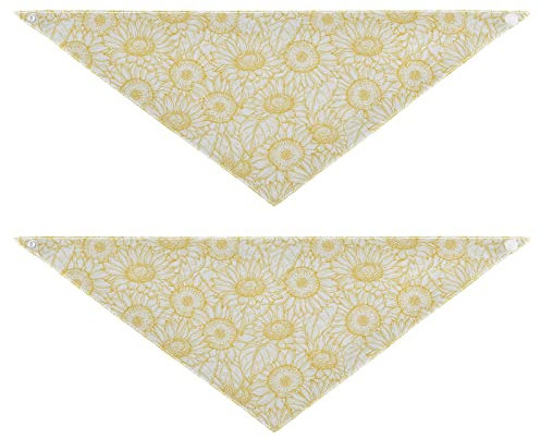 2 Stück Hundehalstücher Milch Seide Haustier Bandana Schal Druckknopf Dreieck Lätzchen Halstuch Set für kleine bis große Welpen Hunde Katzen große Sonnenblume Gelb