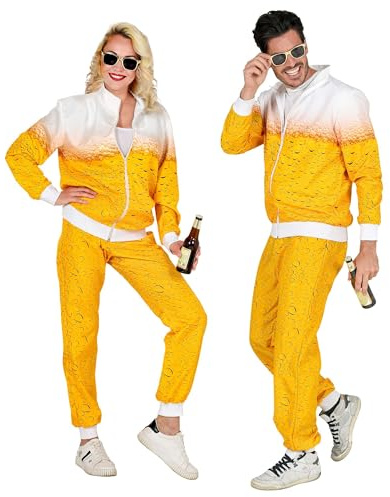 W WIDMANN MILANO Party Fashion - Kostüm Trainingsanzug Bier | Jacke und Hose, 80er Jahre Outfit, Jogginganzug für Karneval, Mottoparty, Festival, Partyurlaub