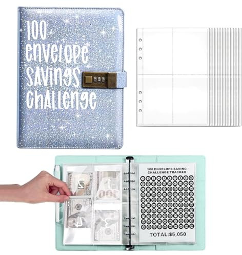 FineInno Haushaltsbuch,Budget Planner,Sparbuch für Geld,100 Envelope Budget Binder, Finanzplaner, Geld Sparen Mappe,Cash Stuffing Sparchallenge