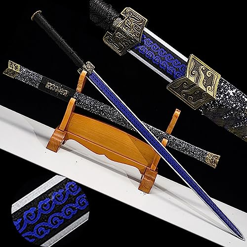 TIAYKO Hoja de bambú Natural,Cuchillo Han Chino de Madera de 108 cm,Espada de Madera de Anime para coleccionar,Cosplay,exhibición en el hogar,Espadas de Madera clásicas Hechas a Mano