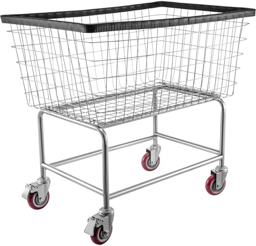 VEVOR Carro de Lavandería de Alambre, Cesta de Lavandería Móvil Comercial de 158 L, Cesta de Ropa Sucia con Estructura de Acero con Ruedas, Movimiento Suave, para Lavadero, Dormitorio, Baño