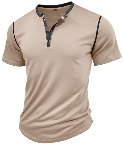 MakingDa Camisas Henley para hombre, vintage, de manga corta, para gimnasio, verano, con botones, lisas, para golf, abuelo, casual, clásica, transpirable, ligera, ajuste regular, para el trabajo,