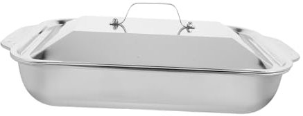 FUNOMOCYA Grilled Fish Platter Stainless Steel Deep Rectangular Roasting Pan Baking Tray for Oven Family Meals and Parties