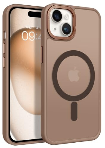 GaoBao Cover Magnetica per iPhone 15, [Compatibile con MagSafe] Custodia Traslucida Opaca Protettiva Sottile Antiurto Retro Resistente Anti-Scivolo Case per iPhone 15 6,1, Bronzo