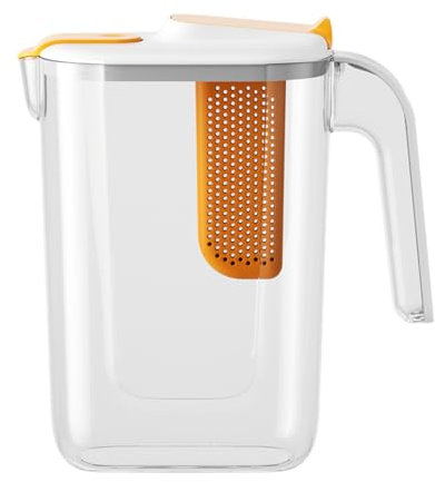Fruit Infuser Water Pitcher, 2600ml Large Steeper, 8.27x4.13x8.66 inches Heat Resistant Jug for Hot Cold Liquid, Flavor-Infused Beverages, Iced Tea, Refreshing Drink Dispenser