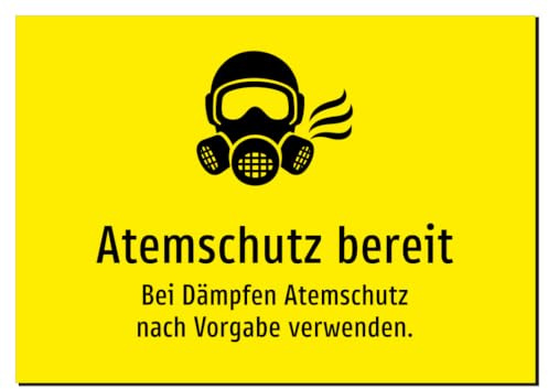 36362-DE-S-10 | Atemschutz bereit - Bei Dämpfen Atemschutz nach | Aufkleber A5, 210 x 148mm | mit Symbolgrafik und Text