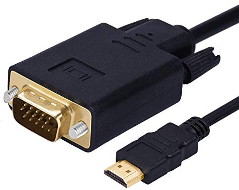 Wonlyus HDMI till VGA-kabel guldpläterad 1080P HDMI hane till VGA hane aktiv videoadapter konverterarsladd (1,8 meter)