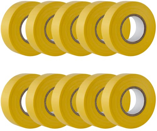 GTSE - Isolierband Gelb - 19 mm x 20 m - strapazierfähiges, selbstklebendes Isolierband - zum Schutz, Bündeln und Reparieren von Kabeln - 10 Rollen