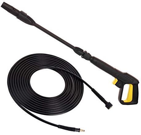 TECHKAR Pistola Hidrolimpiadora 10m Manguera Alta Presión & Lanza – Karcher K2 – K5 Accesorios – Boquilla Ajustable Vario Para Limpiador Alta Presión – Click Quick Connect – M22x1,5