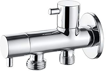 Ibergrif, Valvola ad Angolo a Due Uscite 1/2 '' e 3/8'', Rubinetto a Squadra, Sottolavabo, Cromo