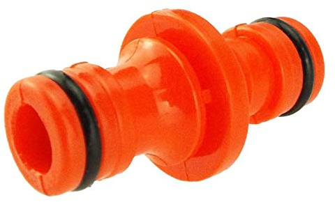 Orange Double Male Garden Hose Connector, No Leak, Irrigation System, contability to Hozelock and Other Standard 1/2 inch Watering System, (1)