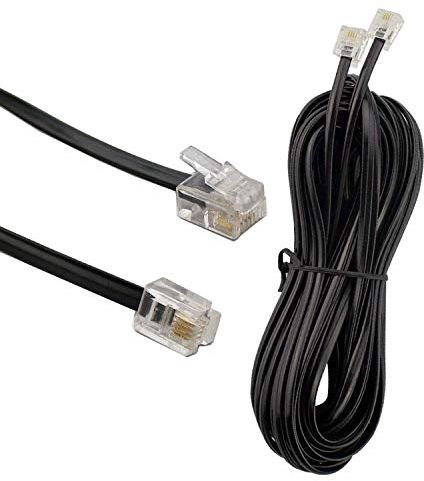 HUAZIZ 10m Câble Téléphonique RJ11 Plat à RJ11, Noir, Compatible Routeur, Modem, Fax, ISDN, DSL, VDSL, Internet