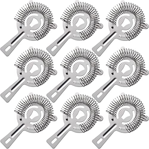 WUWEOT 9 Pack Cocktail Strainer, 6 Professional Stainless Steel Bar Strainer, Silver