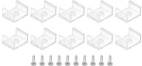 PATIKIL LED Strip Light Clips, 100 Pack Mounting Bracket Fixing Clips Plastic Clamp Holders with Screws for 12mm Neon RGB Light Cable Ribbon, Clear