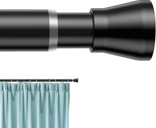 AIZESI Gardinenstange ohne Bohren 110-190cm Teleskopstange, Schwarz-Ø22mm