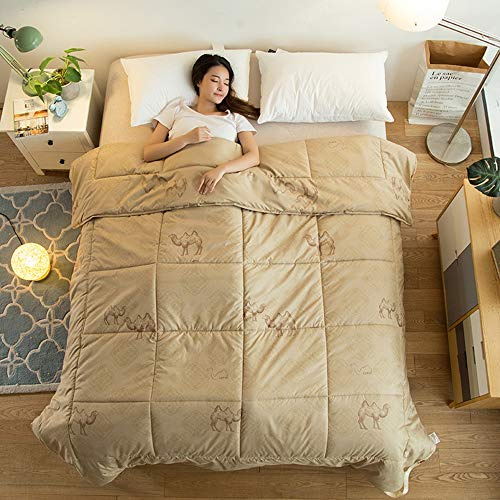 VELLOW Camel Hair Comforter Thicken Quilt Core Bedding forHome Hotel Bedroom Light Brown 200cm×230cm