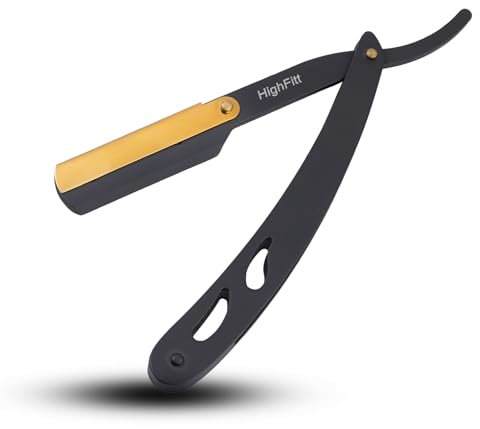 Cut Throat Razors Straight Edge Razor for Beard and Moustache Barber Cutthroat Razors Shavette Barber Tool Barber Accessories for Professional and Home Use Stainless Steel (Black) (Black)