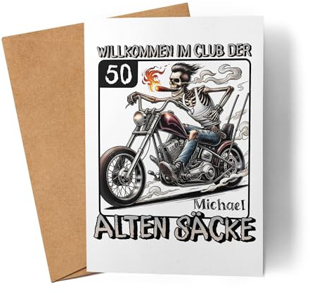 Kiddle-Design Karte zum 18. Geburtstag Personalisiert, Club der Alten Säcke 18, 18ter Geburtstag Lustiges Biker Motorrad Geschenk, Geburtstagskarte