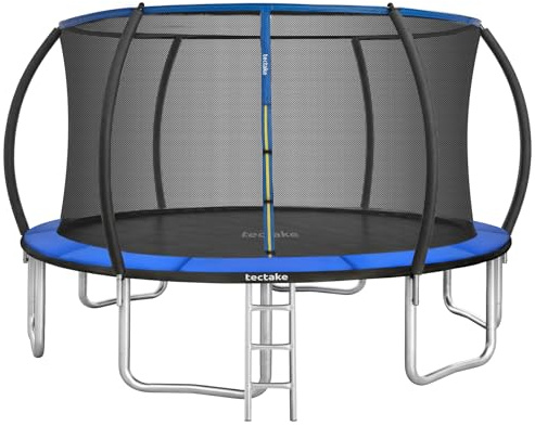 TecTake® Cama elástica, Red de Seguridad, trampolín para niños, colchoneta para Saltar, Fitness Ejercicio, Saltador niños, colchoneta Saltar Jardin, Escalera, Estructura de Acero - Ø 366 cm