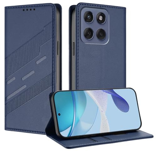 TAUYN Cover Custodia Folio in Pelle per Motorola Moto G86 5G, Premium PU/TPU Pelle Flip Antiurto Wallet Case, con Supporto & Porta Carta. Blu scuro