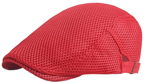 Generisch Boina para mujer de verano, fina, retro, malla hueca, transpirable, ajustable, gorra para el sol para niños, rojo, talla única