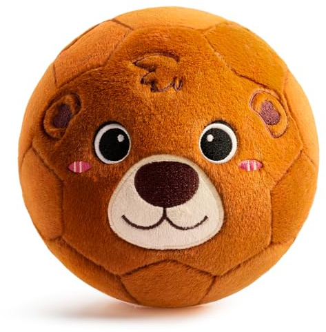 VangeBow Silent Indoor Soccer Balls for Toddlers 1-3, Inflatable Soft Plush Baby Toddler Soccer Ball Toys Gifts for 1 2 3 4 5 Year Old Boy Girl First Birthday Gift (Bear, Pump Include)