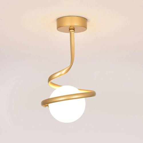 Lampada da soffitto in Vetro a Forma di Globo, Modello Nord Europa/Lampada da Incasso in Metallo per la casa/Luce per Scale da corridoio/Lampada Minimalista (Oro)