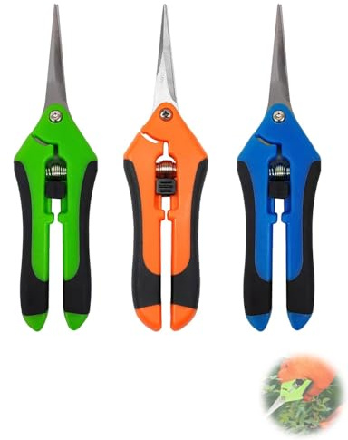 HUVZOR 3 PCS Tijeras Podar de Jardíneria con cuchillas curvadas revestidas de titanio,Tijeras de Podar de Mano Pequeñas,Herramientas de Jardin para Arboles,Flores,Rosas,Frutas,Bonsáis