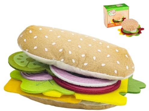 .10 pezzi/set feltro gioca cibo hamburger panino impilabile giocattolo con bistecca di manzo verdure finta gioca con cibo per bambini cucina TOYS_AND_GAMES