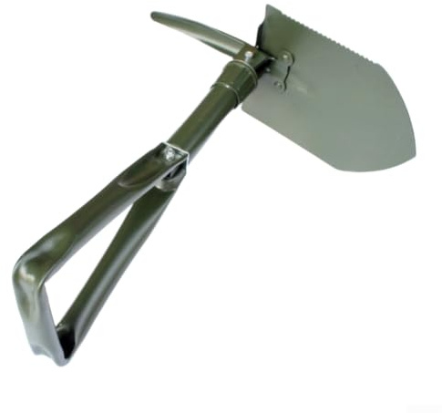 Klappspaten aus Karbonstahl, Campingspaten mit Spitzhackensäge, tragbares Einstiegswerkzeug für Wandern, Rucksackreisen, 48 cm, Schwarz (Grün, 48 cm)