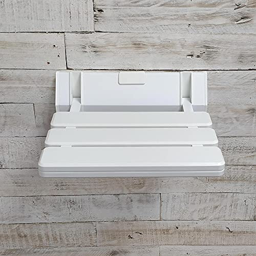 Arian EcoSpaⓇ Comfort Bathroom Mobility Aid | Wall Mounted Folding Shower Seat Stool in White | Max. 130kgs/20st