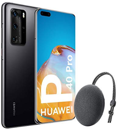 Huawei P40 Pro 5G - Smartphone de 6,58 OLED (8GB RAM + 256GB ROM, Cuádruple Cámara Leica de 50MP (50+40+12+TOF), Zoom 50x, Kirin 990 5G, 4200 mAh, Carga rápida, EMUI 10 HMS) Negro + Altavoz CM51