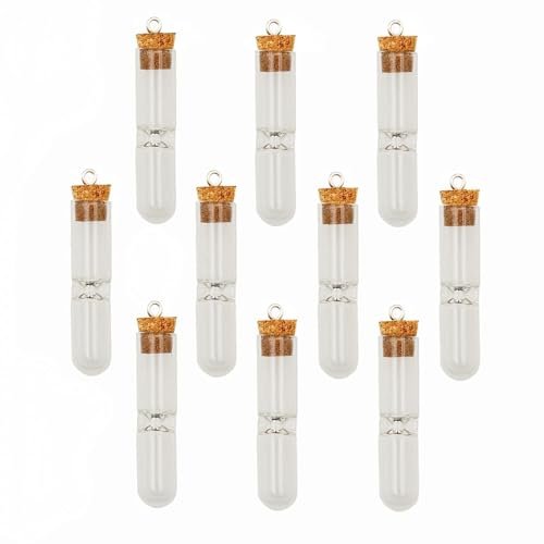 10pieces Cute Hourglass Small Glass Cork Bottle mini Sandy clock Glass vial pendant Jewelry charms DIY (50x12mm)