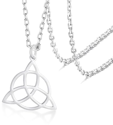 Keltisk knut halsband, keltisk triquetra-knut treenighetshänge, halsband, lycka, irländsk keltisk knut triangel, vintage, berlockhalsband, rostfritt stål, irländsk keltiska smycken, gåvor för kvinnor