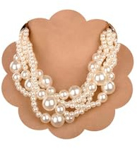 Wiwpar 2PCS Large Chunky Statement White Faux Pearl Bib Choker Necklace and Earring Set for Party Wedding Ladies (white)