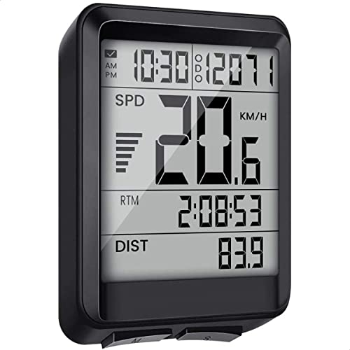 Strex Fahrradcomputer Kabellos - Wasserdicht - 17 Funktionen - Extra Großer Bildschirm