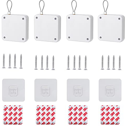 Ockyunoo 4 Stück Türschließer mit 1200g Zugschnur, Automatische Türschließer mit Sensoren, ABS Kunststoffschale, Weiß, PVC und Chemiefasern, Plastic, für Home Offices, Sicherheitstüren, Schiebetüren